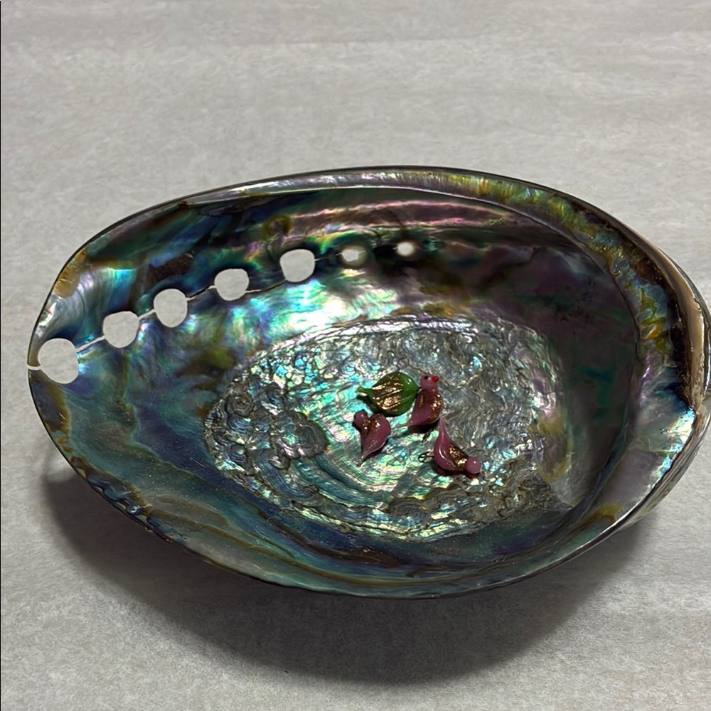 Iridescent Abalone Shell Bowl Jewelry Smudge Holder